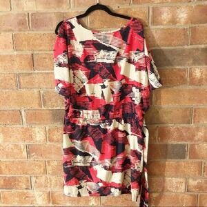 Outback Red Womens Medium Abstract Geometric Cold Shoulder‎ Mini Dress | Size M